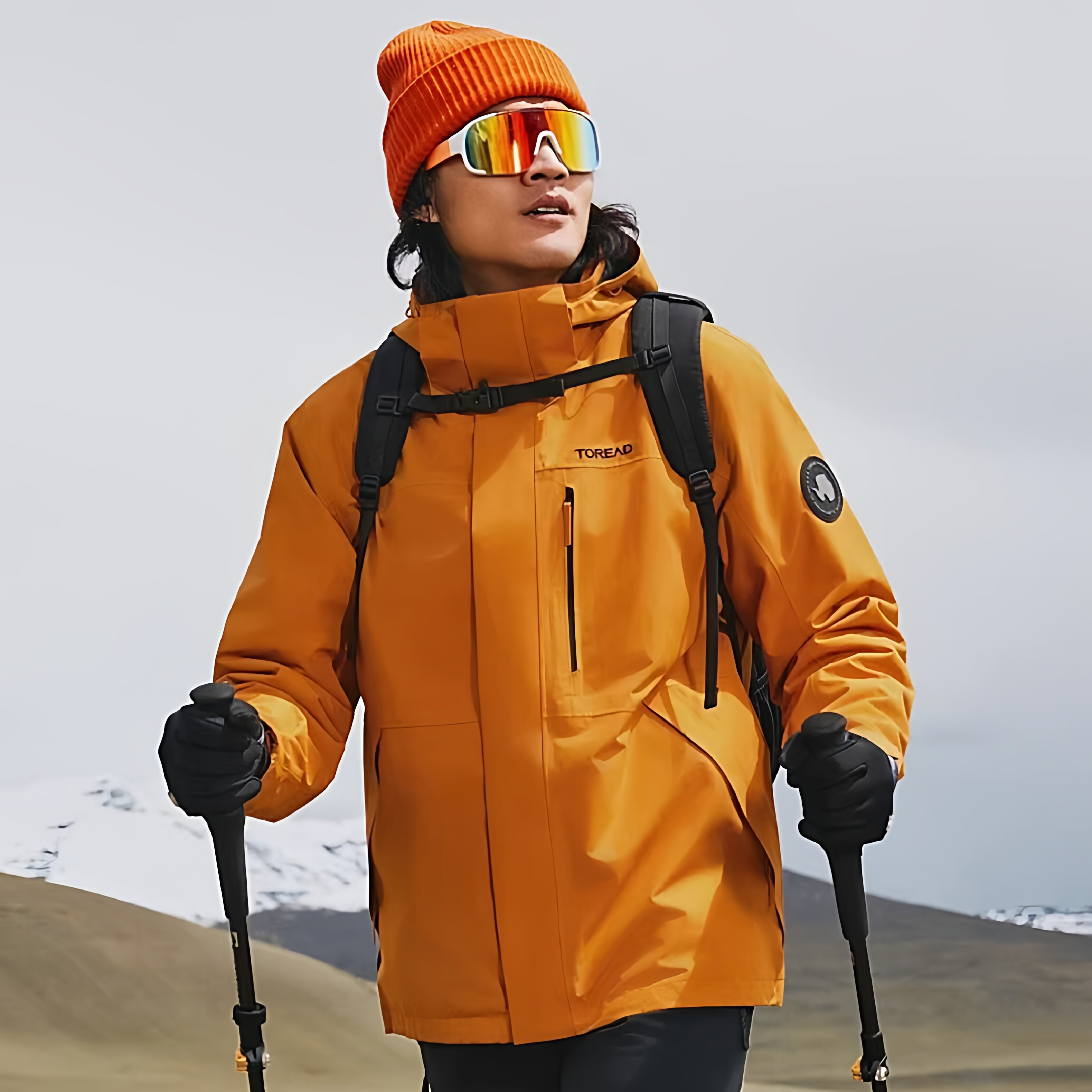 探路者冲锋衣男2025秋冬户外防风保暖羊毛内胆登山服TAWWBN91706