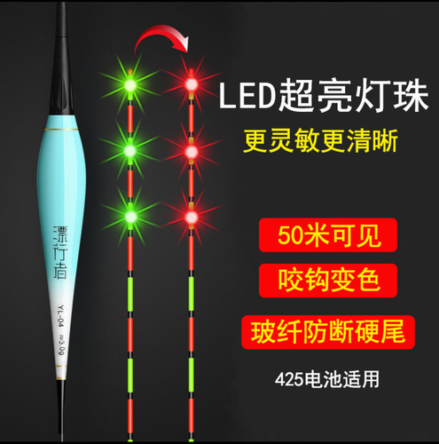 超亮LED电子漂日夜两用变色漂
