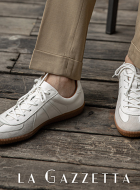 LA G 德训鞋平底板鞋男鞋复古CJ-01白色缓震舒适德国训练鞋