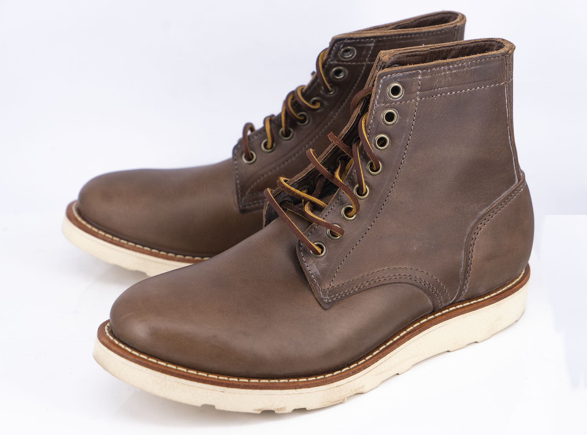 现货oak street美国制造全手工H皮牛皮工装靴子V底超越RED WING