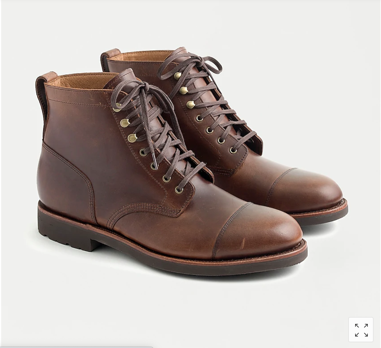 现货j.crew主线KENTON做旧真牛皮伞兵款式系带中筒工装靴cap-toe