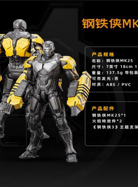 中动钢铁侠MK25突袭者可动手办关节伽马正版玩具漫威马克人偶摆件