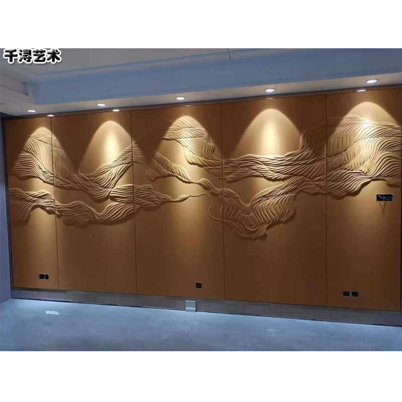 酒店工装3d浮雕硬包背景墙客厅轻奢现代抽象线条立体皮雕软包装饰