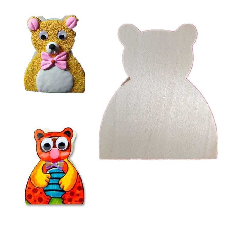 白模填色原木白胚小熊存钱储钱罐diy彩绘上色 超轻粘土捏塑模型