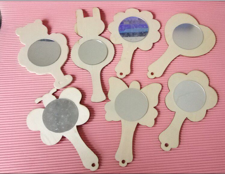 手工捏塑原木模型白胚多款造型动物手镜益智美劳diy幼教配件