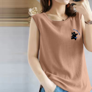 外穿打底上衣潮 百搭无袖 大牌清仓捡漏100%纯棉吊带背心女夏季 时尚