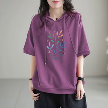 清仓捡漏~折扣女装夏季纯棉宽松显瘦连帽T恤女士大码短袖全棉上衣