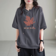 外贸清仓出口100%纯棉短袖连帽t恤女夏季半袖洋气宽松打底上衣潮