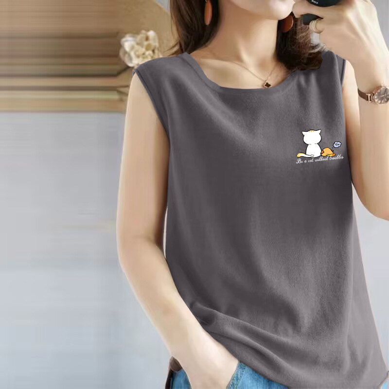 商场大牌纯棉100%休闲吊带无袖印花背心女时尚减龄气质百搭上衣潮,女装/女士精品,大码内搭,淘宝优惠券,粉丝福利购,淘宝优惠卷