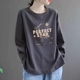 潮 高级灰纯棉100%体恤上衣休闲宽松打底衫 品牌折扣店清仓女装 秋季