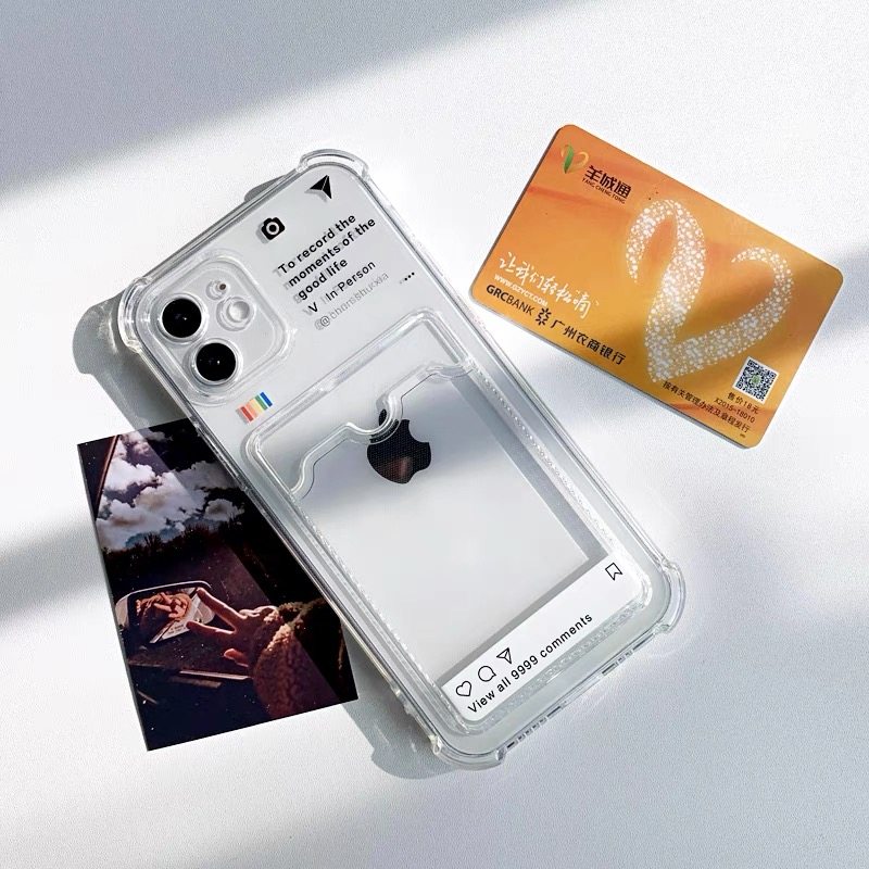 创意可插卡适用苹果16promax手机壳定制照片iphone15/14plus透明新款13/12/11PM个性创意情侣xs/xr拍立得软套