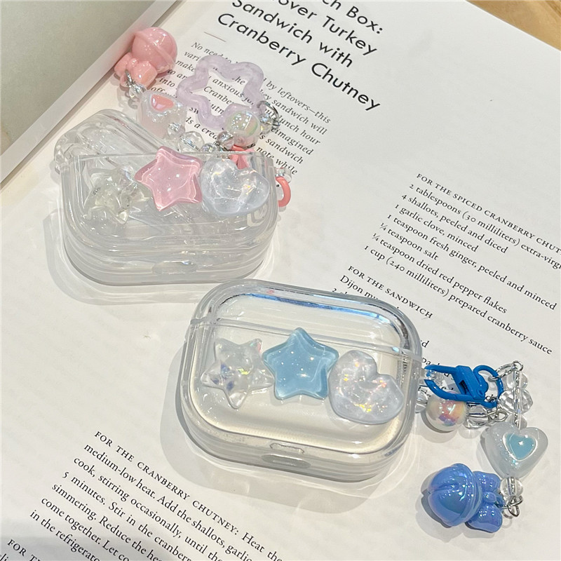 立体蓝星星适用苹果耳机保护壳airpods2保护套透明ins风iphone无线蓝牙创意可爱保护壳蓝牙耳机盒无线硅胶软