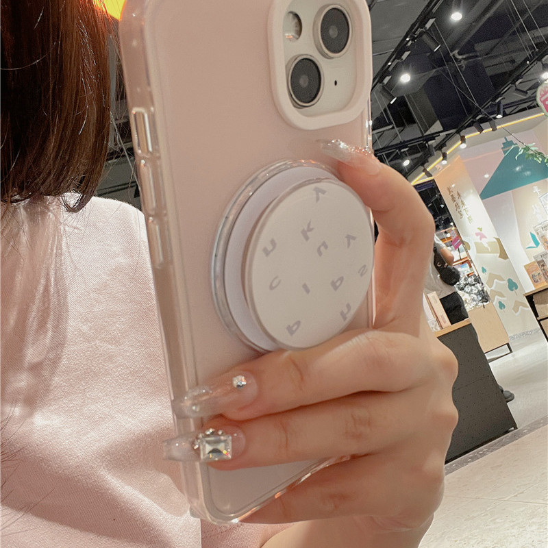 粉色手机壳苹果16pro新款磁吸白色字母支架ins风少女心小众夏天高级感情侣女款小清新iphone15promax保护套