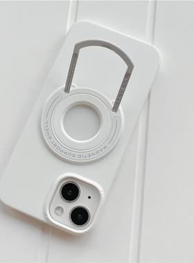 苹果13手机壳创意个性隐形支架磁吸白色简约ins冷淡风15pro硬壳潮牌男女款高级感小众iphone14promax保护套