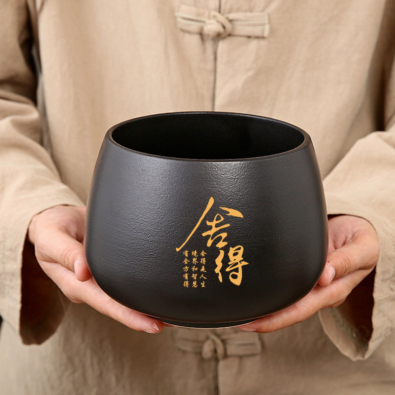 【免费定制】陶瓷茶洗茶渣缸禅意复古烟灰缸家用茶具水洗杯洗水盂