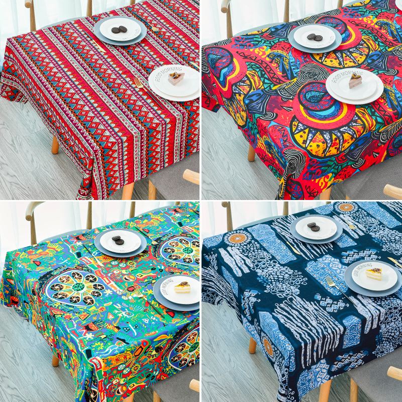 餐桌布 Tablecloth printed cotton linen table cloth rectangle