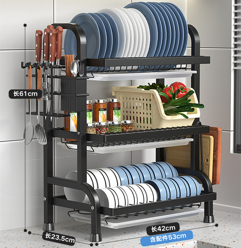 3-Tier Dish Drying Rack Kitchen Supplies Shelf Utensils