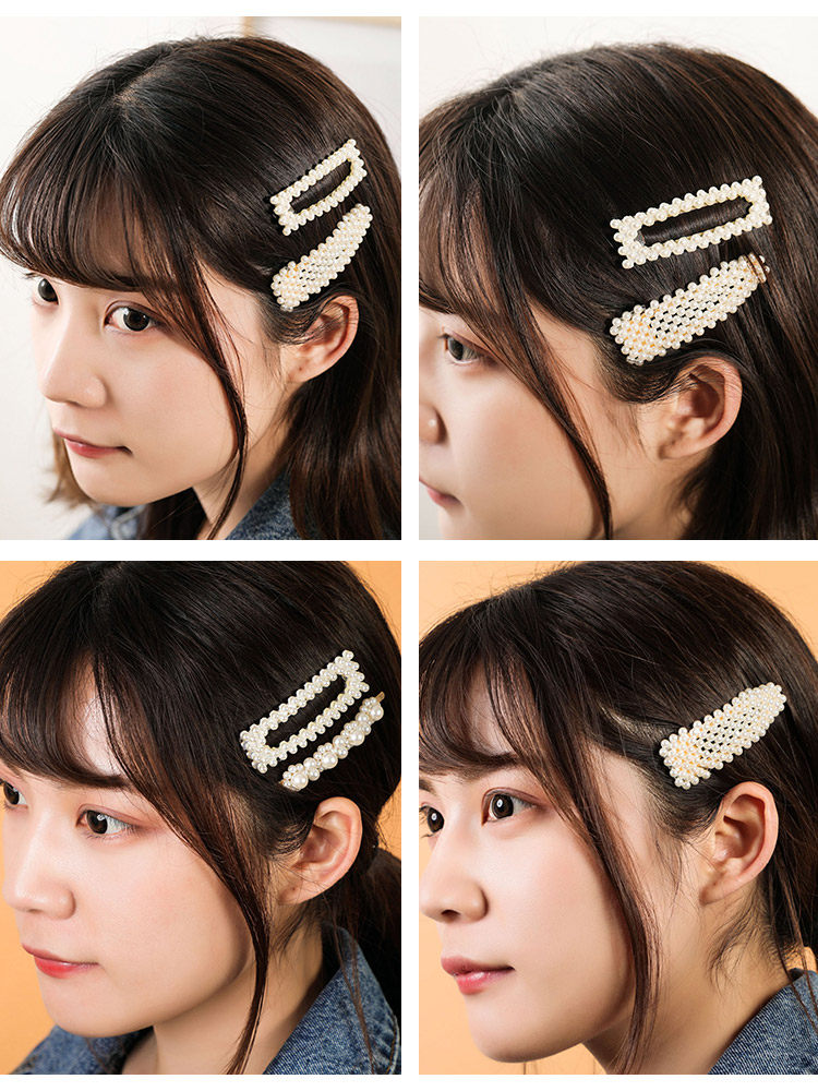 居家家 珍珠一字夹头发夹子女生发夹 家用丸子头发卡刘海边夹头饰