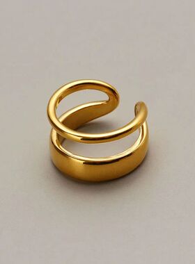 Sainless Seel Rings Double-Deck Punk Fashion Vinage Fine Adj