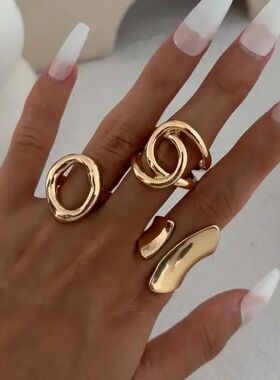 Hiphop Punk Exaggeraed Asymmerical Ring Se for Women Men Fas