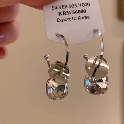 Simple silver geomeric C-shaped earrings fashion personaliy