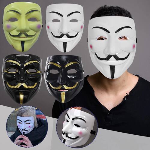 V Face for Mask Black White Vendetta Hackers Halloween Carni