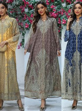 Middle Eas New  Women's Clohing  Long Robe Embroidered Fabri