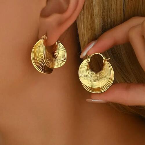 Unique Geomeric Irregular Sriped Large Ear Buckle Earrings f