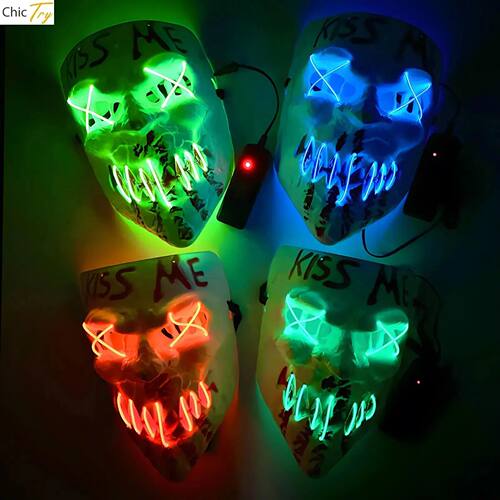 Horror Scary LED Light Up Mask Film Movie Face  for Hallowee