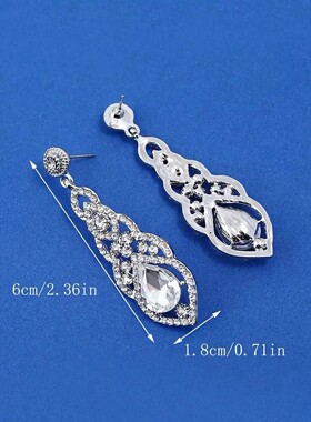 Elegant Crystal Water Drop Bridal Wedding Drop Earrings For