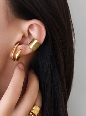2Pcs Rero Women Piercless Ear Clip Earring Classic Wide C Sh