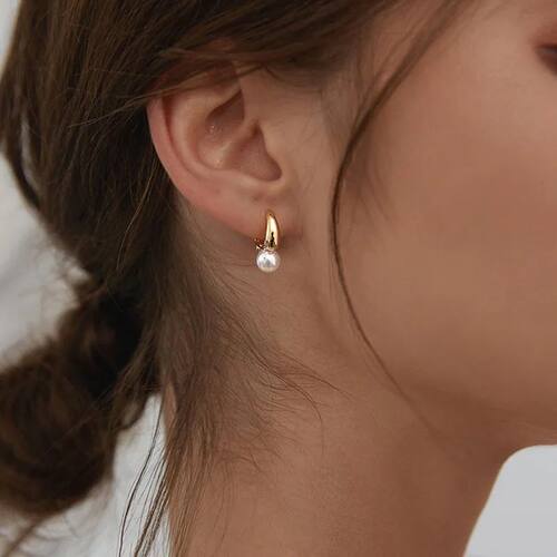 New nd Korean Style Imitation Pearl Hoop Earrings for Women