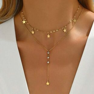 ndy Gold Color Star Y-Shaped Pendant Necklaces for Women Gir