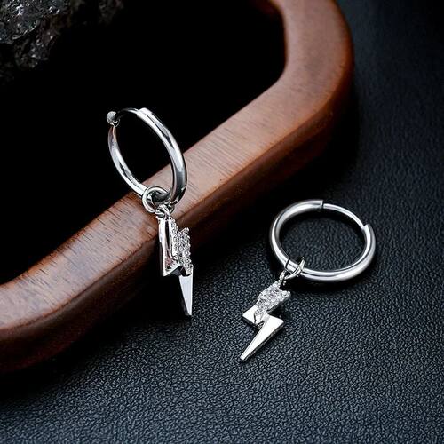 Full Zircon Lightning Earrings for Men Trendy Simple Hip-hop