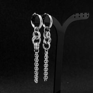 Titanium steel chain splicing earrings long spring clip