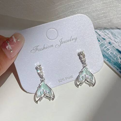 Exquisite Gradient Color Mermaid Tail Pendant Zircon Stud Ea
