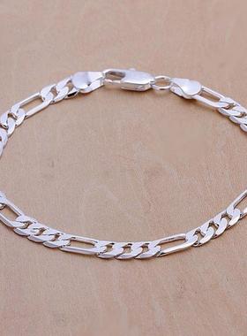 Wedding nice gift Silver color 6MM chain men women Jewelry f