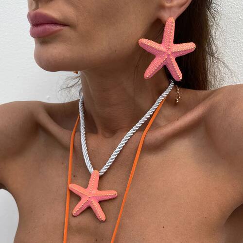 Beach Ocean Style Exaggeration Big Star Clavicle Chain Earri