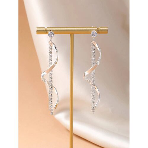 Spiral Drop Earrings With Zircon Crystals For Women