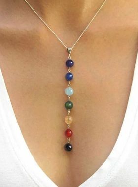 7 Chakra Beads Stone Pendant Necklace Women Yoga Healing Bal