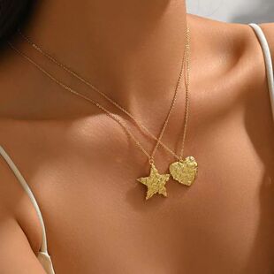 Fashion Gold Color Heart Star Pendant Necklaces for Women  M