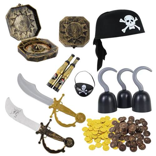 Pirate Captain Cosplay Costume Props Hat Hook Skeleton Eye P
