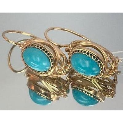 Unique 18K Yellow Gold Filled Green Emerald Diamond Earrings