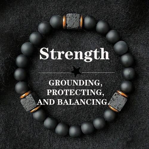 Men's Volcanic Stone Bracelet Square Black Agate Fashionable