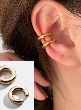 Minimalis Meal Simple C Shape Clip On Earrings for Women Men
