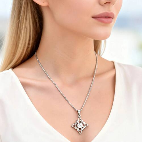 Stainless Steel Witch Knot Necklace For Women Girls Silver P