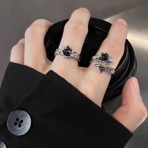 Fashion Silver Color Irregular Thorn Open Ring for Women Vin