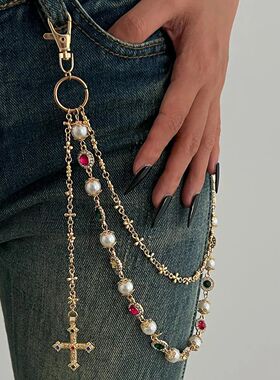 Punk Colorful Zircon Cross Pendan Pans Chain for Women Men G