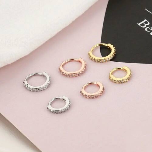 Cartilage Helix Piercing Round Cubic Zircon Nose Ring Hypoal