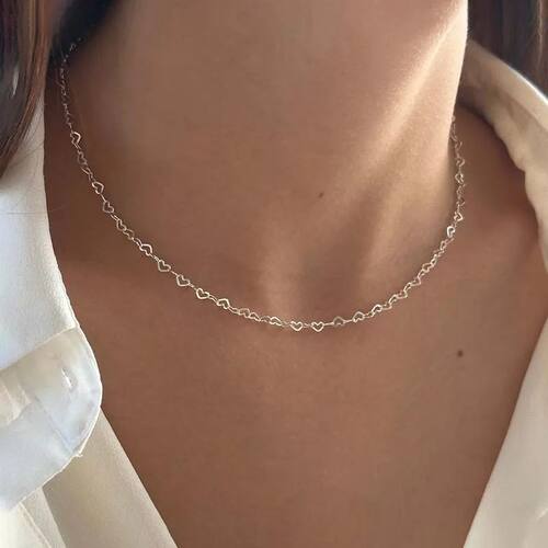 Fashion Silver Color Heart Choker Necklaces for Women New Si